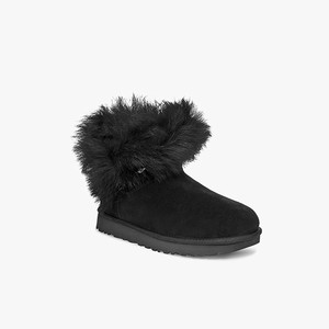 Ugg Classic Fluff Pin Mini Women Classic Boots Black (7269KJPEO)